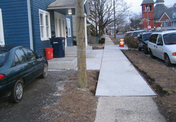 Concrete sidewalk complete